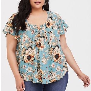 Torrid Blue floral blouse